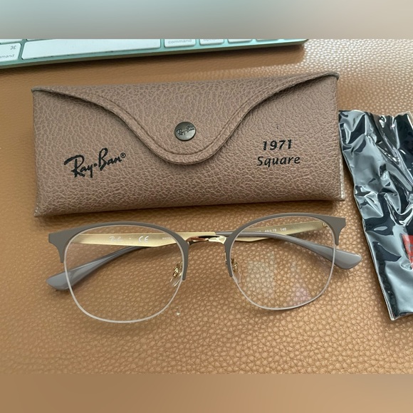 Ray-Ban 1971 Square Glasses - Gold and Gray Optics